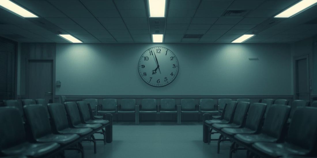 An empty hospital waiting room symbolizing anxiety anduncertainty