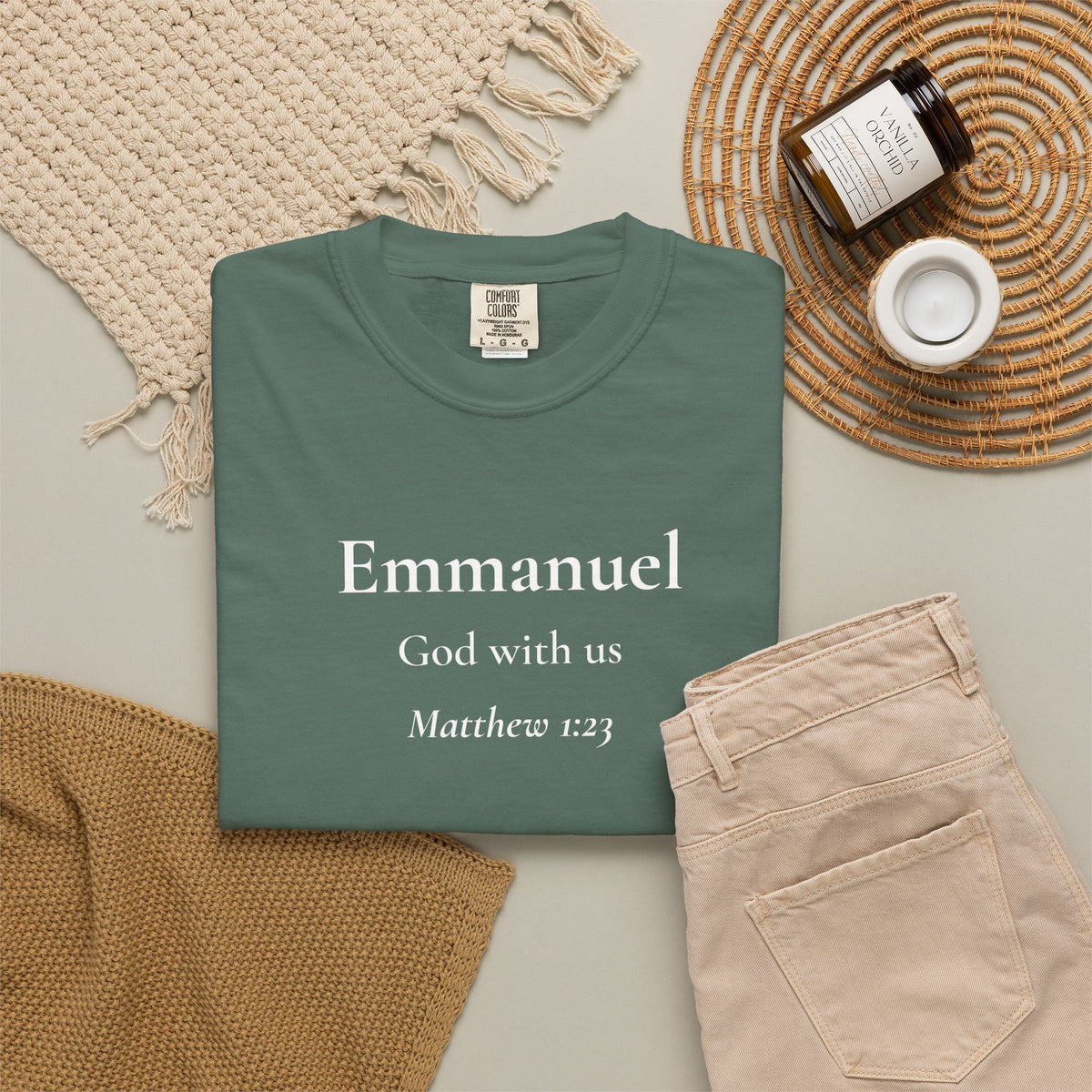 Emmanuel — Matthew 1:23 Scripture Tee - Abide and Reflect