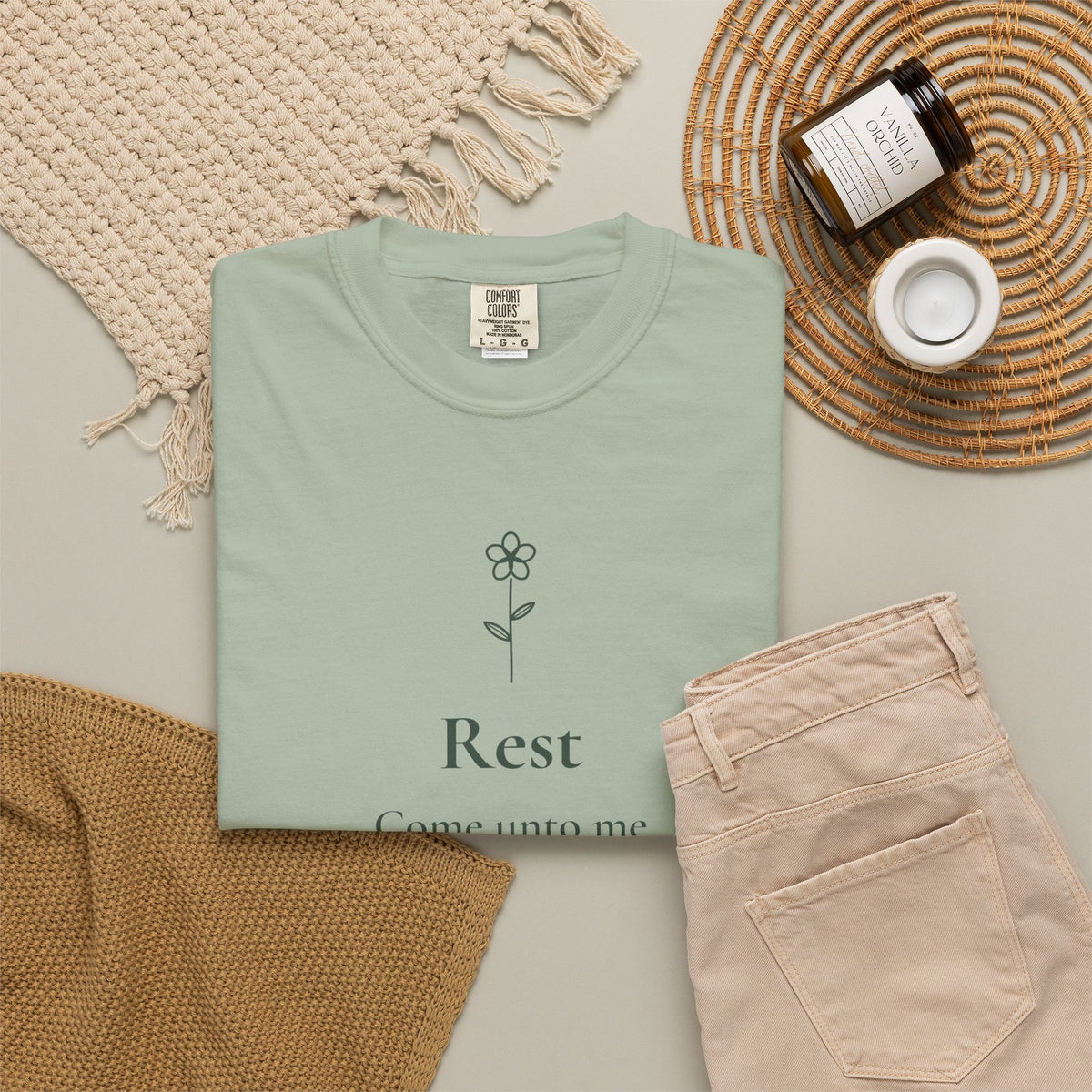 Rest — Matthew 11:28 Scripture Tee - Abide and Reflect