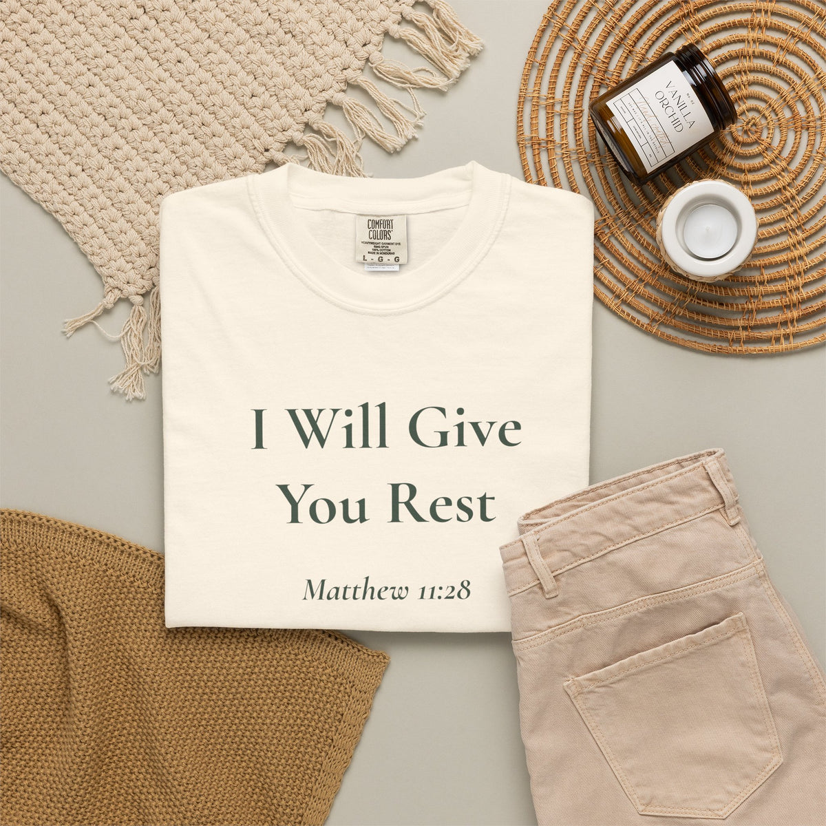 I Will Give You Rest — Matthew 11:28 Scripture Tee