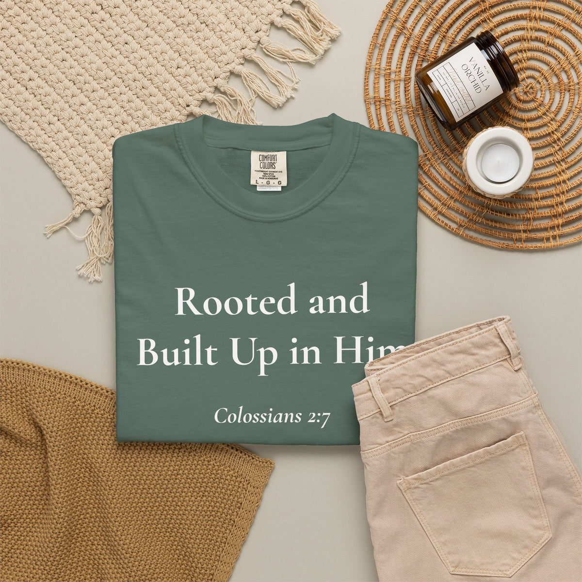 Rooted and Built Up in Him — Colossians 2:7 Scripture Tee