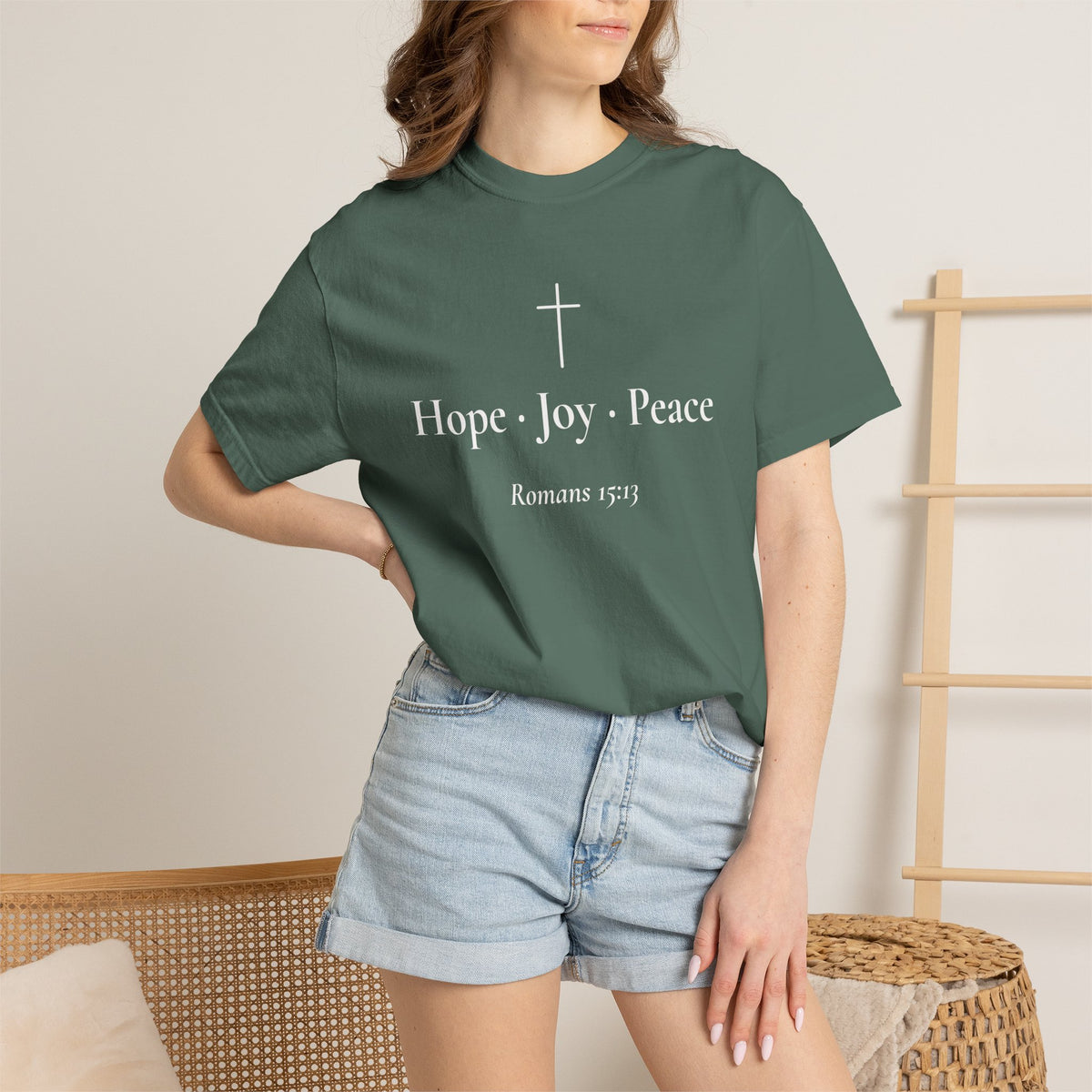 Hope · Joy · Peace — Romans 15:13 Scripture Tee - Abide and Reflect