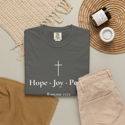 Hope · Joy · Peace — Romans 15:13 Scripture Tee - Abide and Reflect