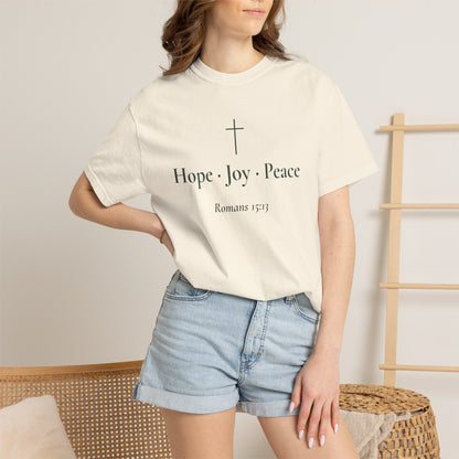 Hope · Joy · Peace — Romans 15:13 Scripture Tee - Abide and Reflect