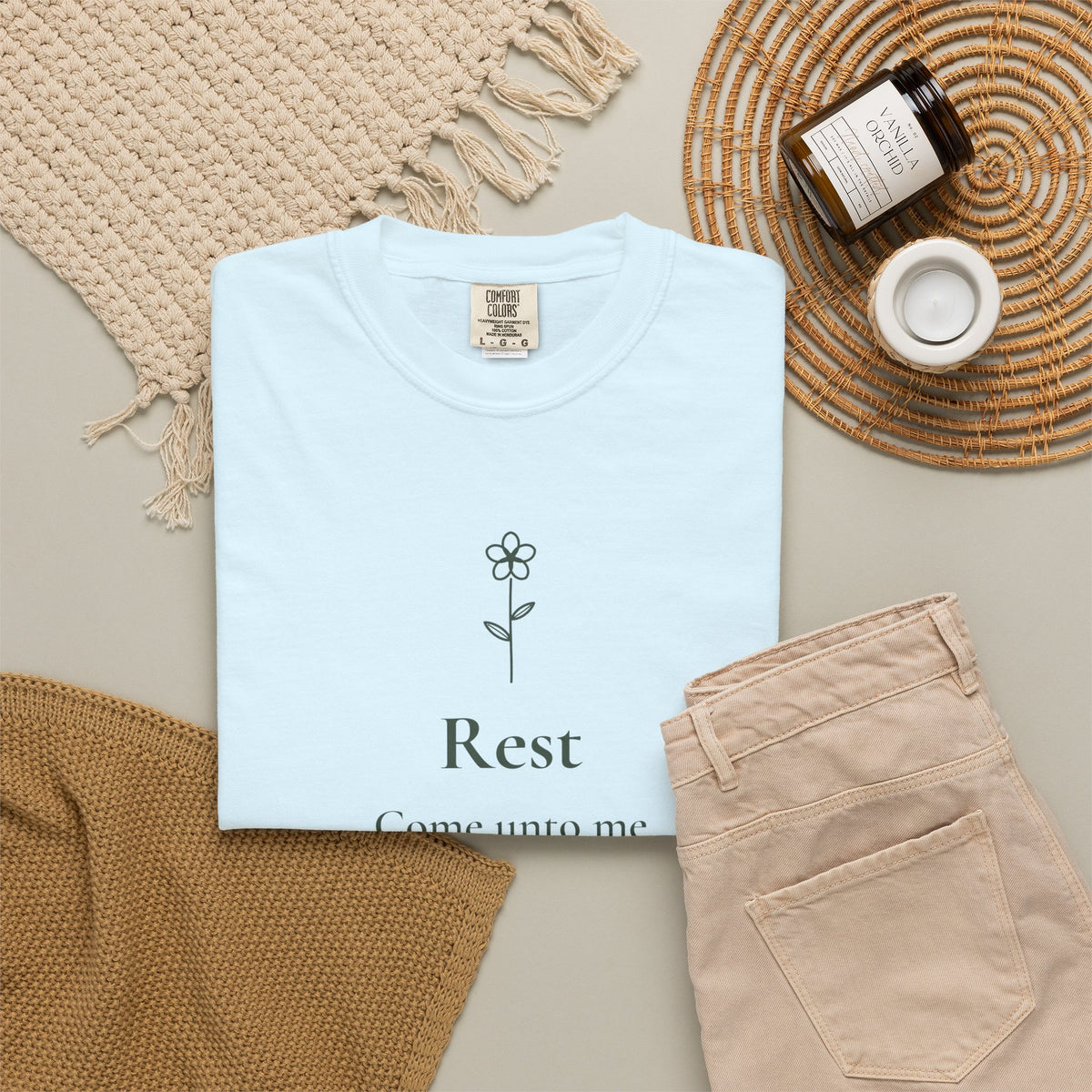 Rest — Matthew 11:28 Scripture Tee - Abide and Reflect