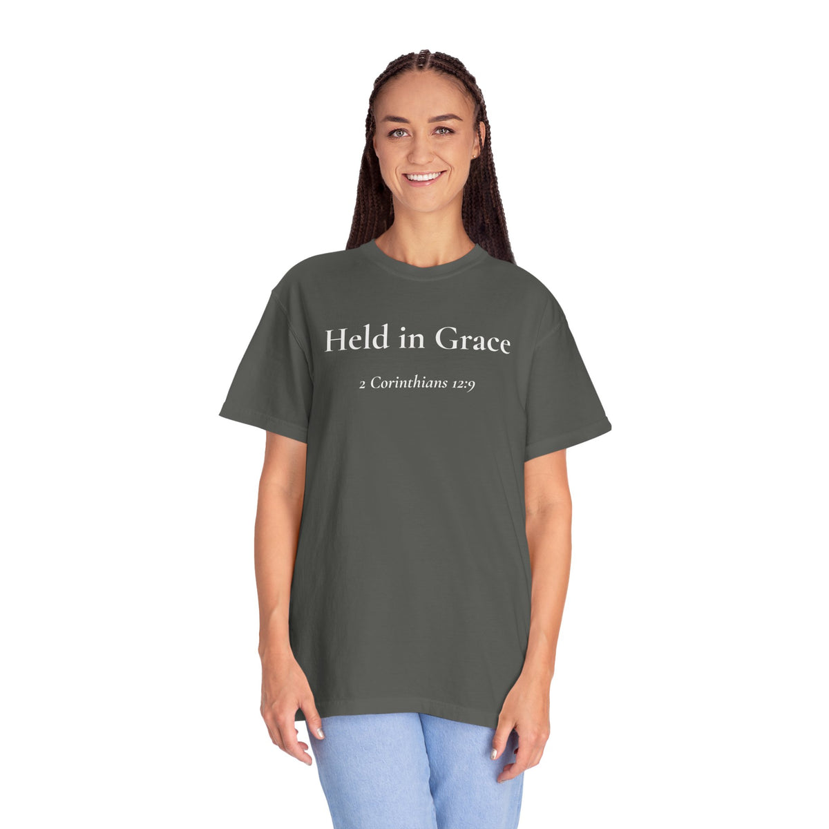 Held in Grace — 2 Corinthians 12:9 Scripture Tee