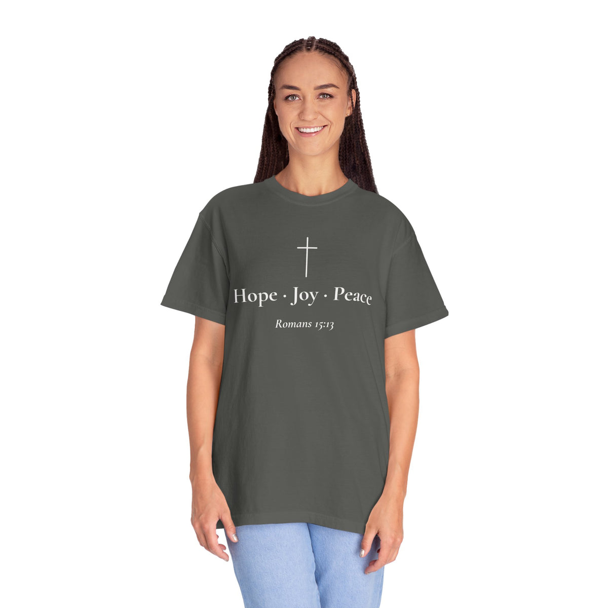 Hope · Joy · Peace — Romans 15:13 Scripture Tee - Abide and Reflect