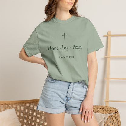 Hope · Joy · Peace — Romans 15:13 Scripture Tee - Abide and Reflect