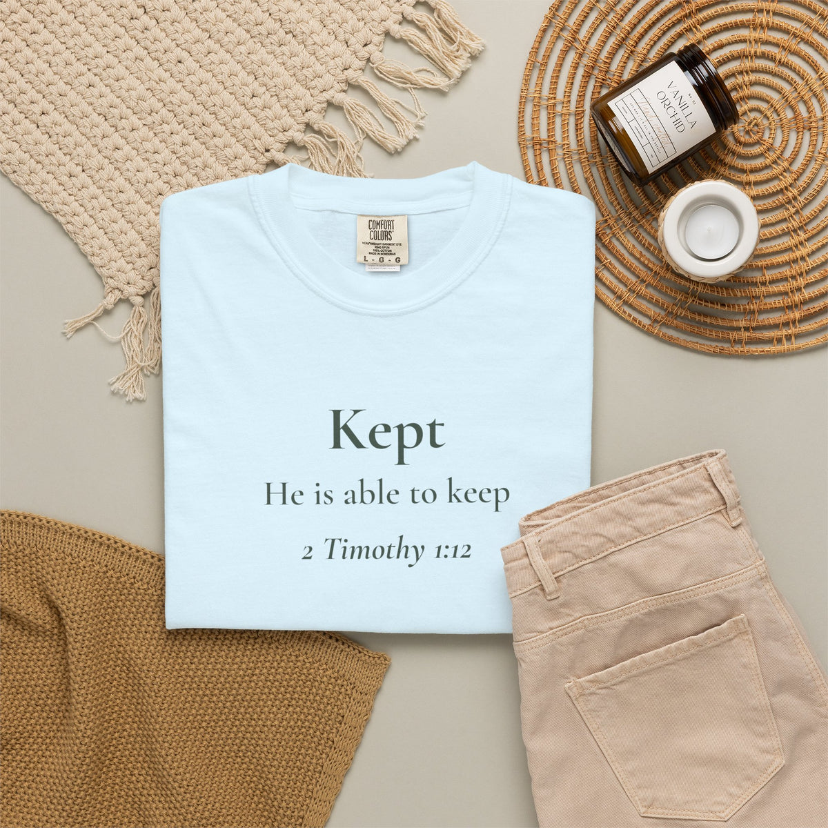 Kept — 2 Timothy 1:12 Scripture Tee - Abide and Reflect