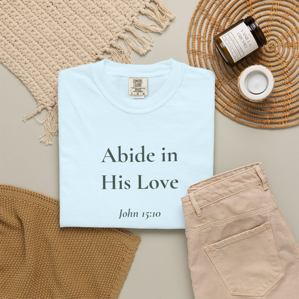 Abide in His Love — John 15:10 Scripture Tee - Abide and Reflect