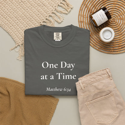 One Day at a Time — Matthew 6:34 Scripture Tee