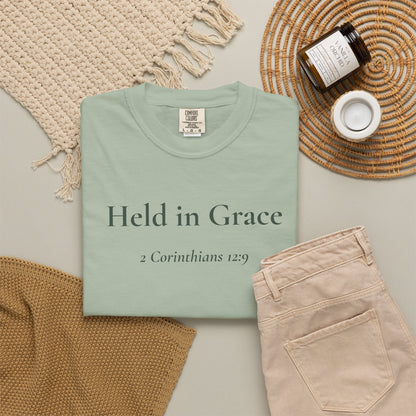 Held in Grace — 2 Corinthians 12:9 Scripture Tee