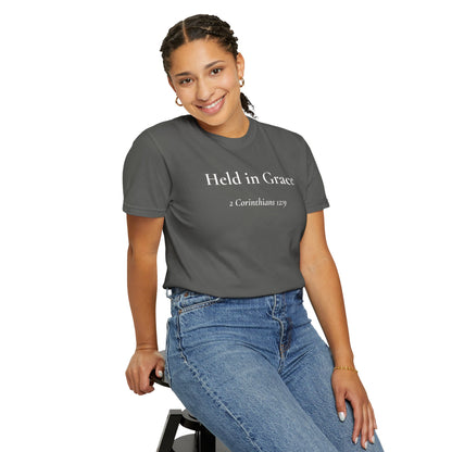 Held in Grace — 2 Corinthians 12:9 Scripture Tee