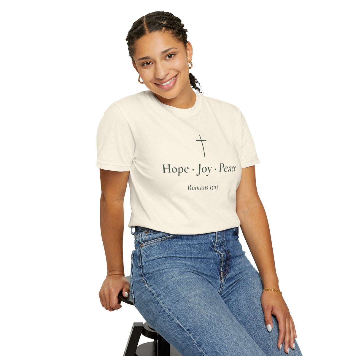 Hope · Joy · Peace — Romans 15:13 Scripture Tee - Abide and Reflect