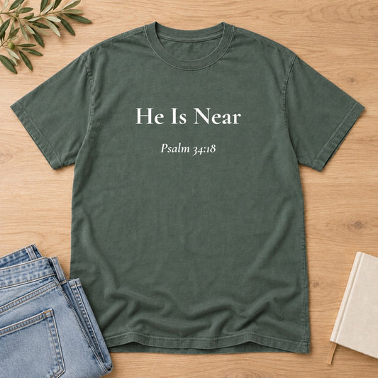 He Is Near — Psalm 34:18 Scripture Tee