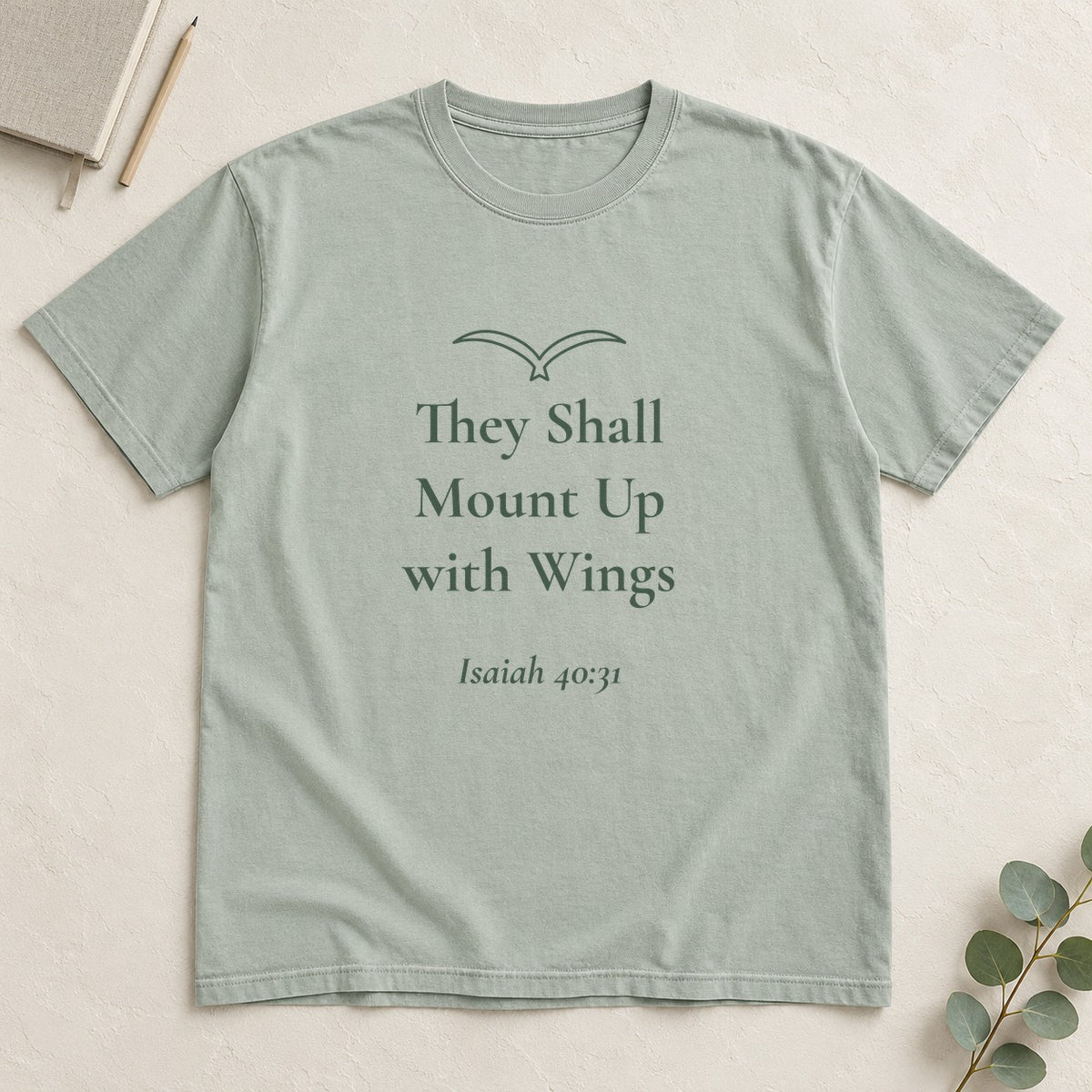 They Shall Mount Up with Wings — Isaiah 40:31 Scripture Tee - Abide and Reflect