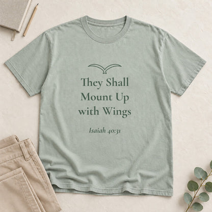They Shall Mount Up with Wings — Isaiah 40:31 Scripture Tee - Abide and Reflect