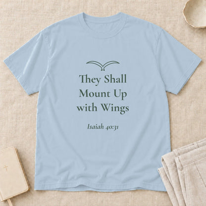 They Shall Mount Up with Wings — Isaiah 40:31 Scripture Tee - Abide and Reflect