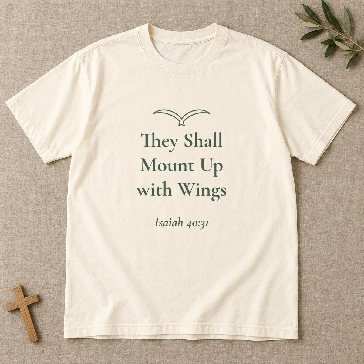 They Shall Mount Up with Wings — Isaiah 40:31 Scripture Tee - Abide and Reflect