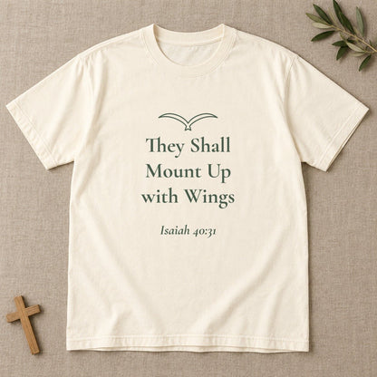 They Shall Mount Up with Wings — Isaiah 40:31 Scripture Tee - Abide and Reflect