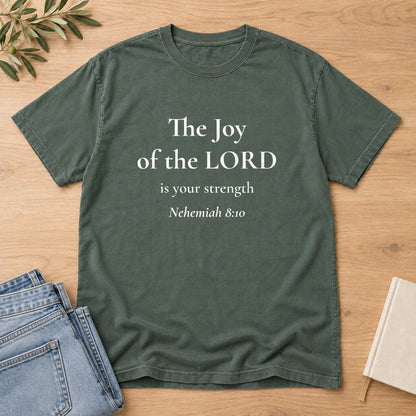 The Joy of the LORD — Nehemiah 8:10 Scripture Tee - Abide and Reflect