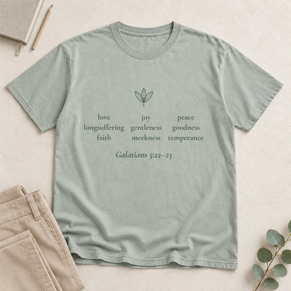 Love · Joy · Peace — Galatians 5:22–23 Scripture Tee - Abide and Reflect