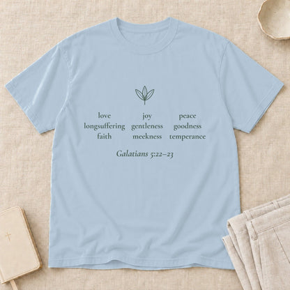 Love · Joy · Peace — Galatians 5:22–23 Scripture Tee - Abide and Reflect