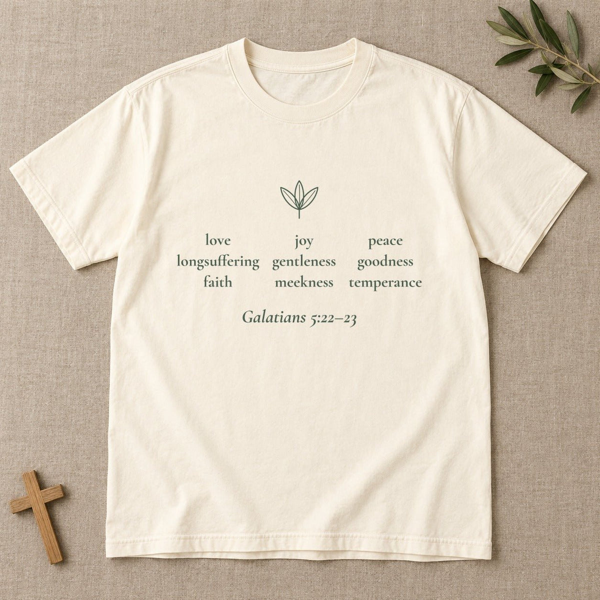 Love · Joy · Peace — Galatians 5:22–23 Scripture Tee - Abide and Reflect
