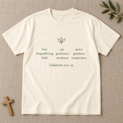 Love · Joy · Peace — Galatians 5:22–23 Scripture Tee - Abide and Reflect