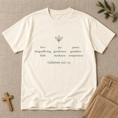 Love · Joy · Peace — Galatians 5:22–23 Scripture Tee - Abide and Reflect