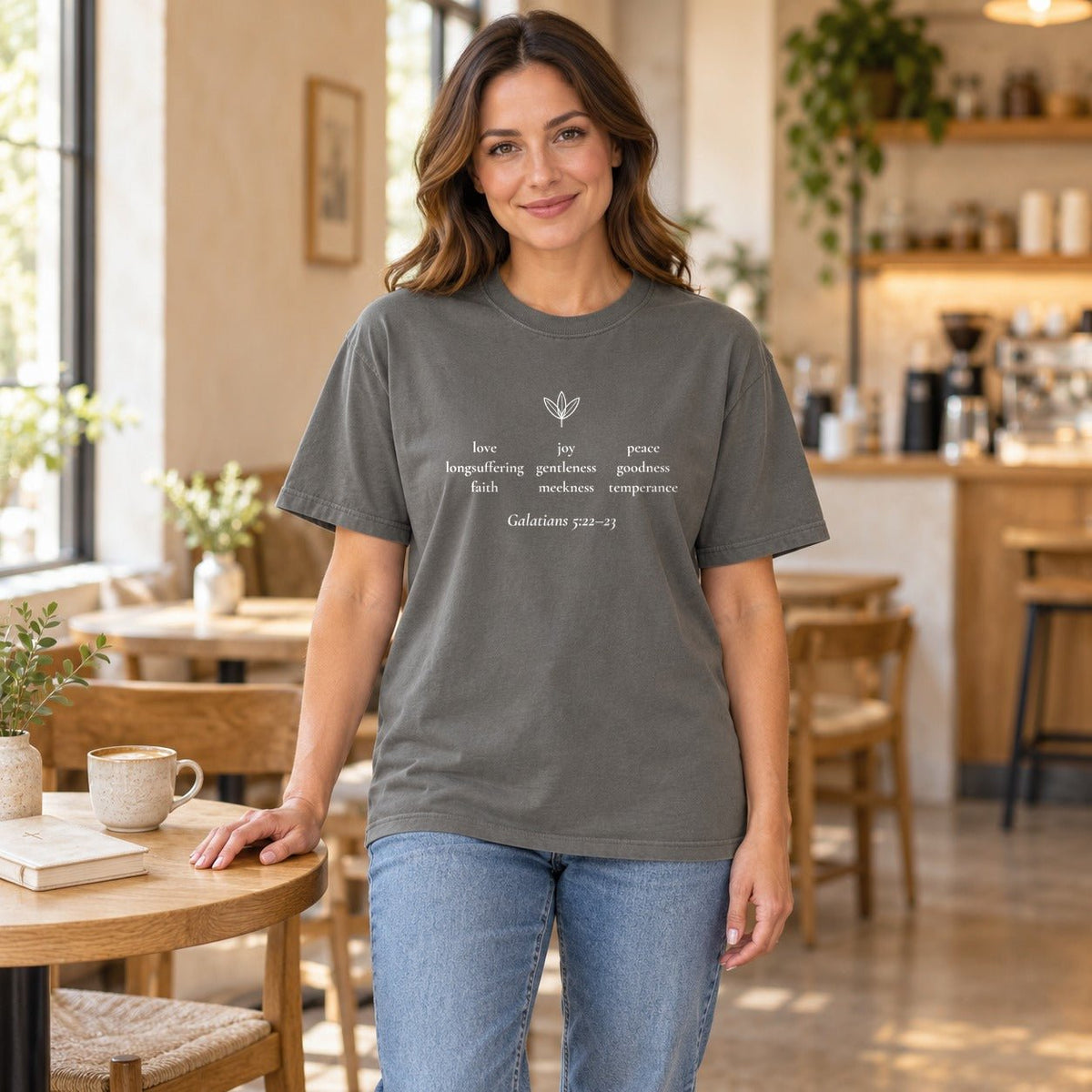 Love · Joy · Peace — Galatians 5:22–23 Scripture Tee - Abide and Reflect