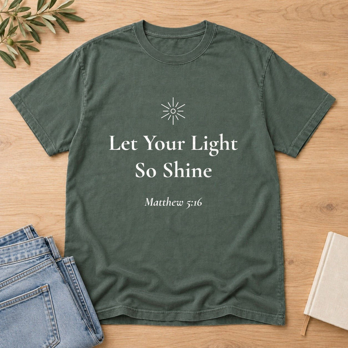 Let Your Light So Shine — Matthew 5:16 Scripture Tee - Abide and Reflect