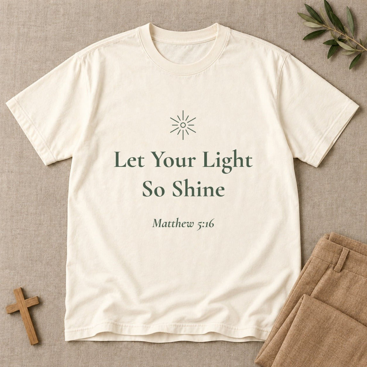 Let Your Light So Shine — Matthew 5:16 Scripture Tee - Abide and Reflect
