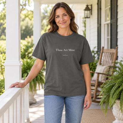 Thou Art Mine Scripture tee in Pepper — worn